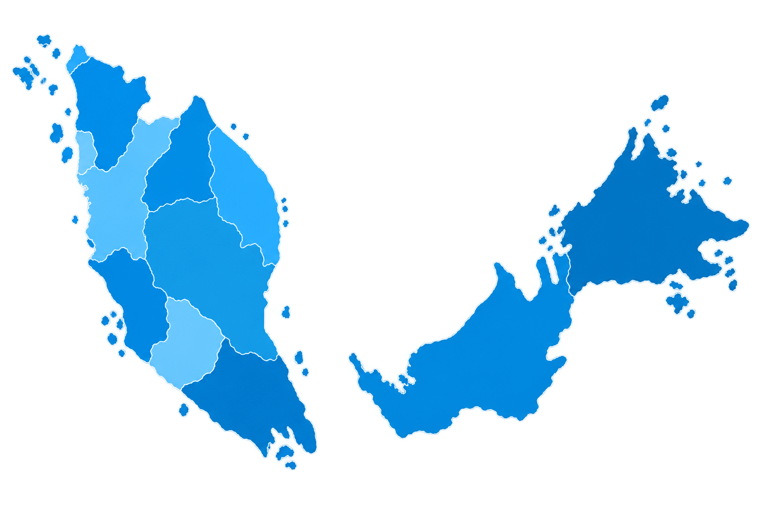 Malaysia map showing MKAZ nationwide corporate mobility coverage